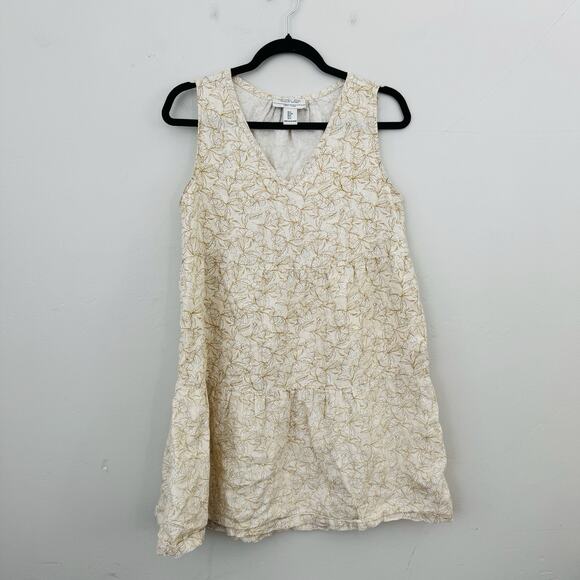 Rachel Zoe Linen Beige Floral Sleeveless Blouse Women’s Size S - Picture 1 of 6